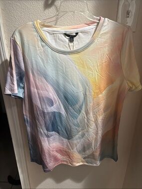 Shall We Women’s Pastel Watercolor Crew Neck Tee XL NWT